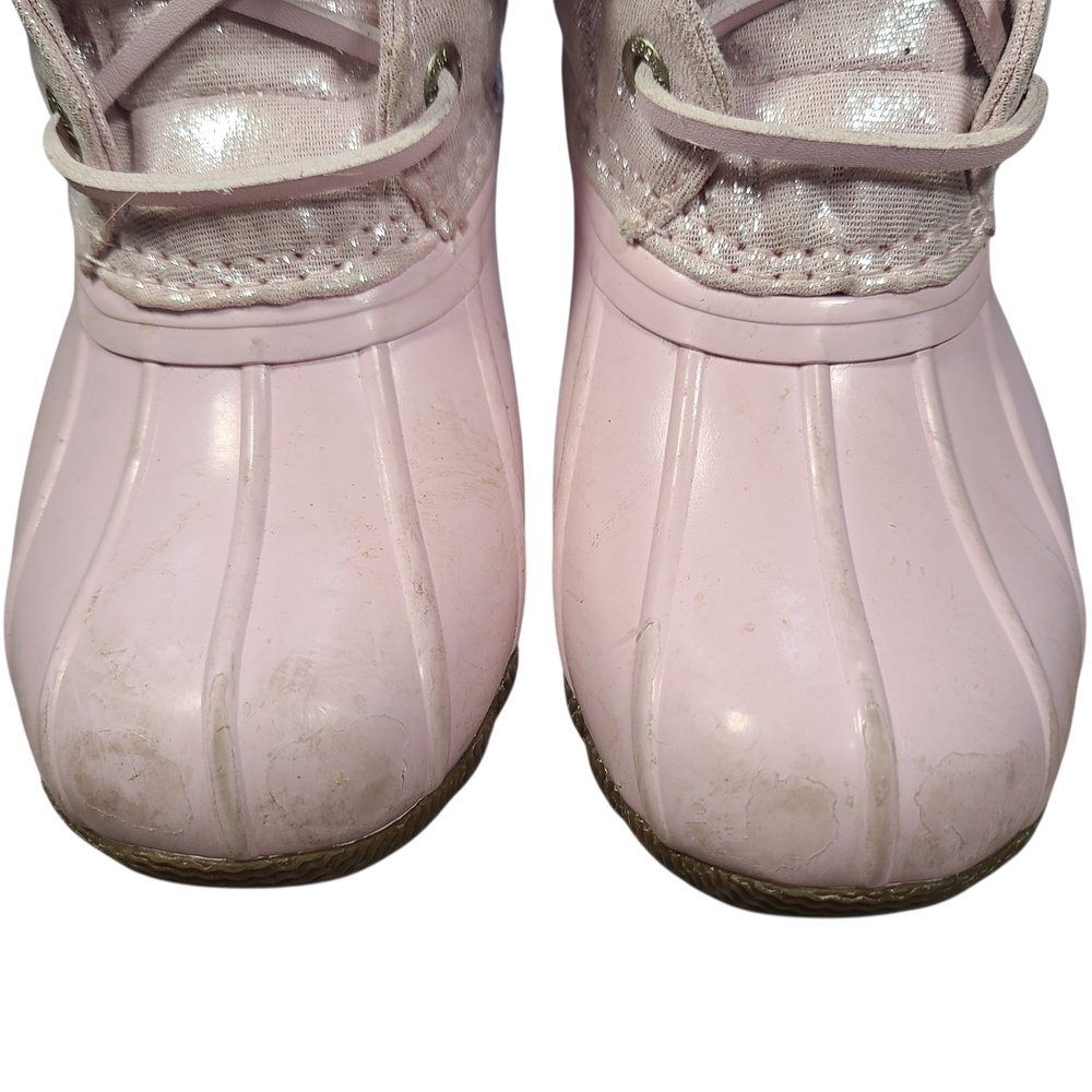Sperry Kids Pink Glitter Duck Boots Size 8 Waterproof Rain Shoes - Picture 11 of 14